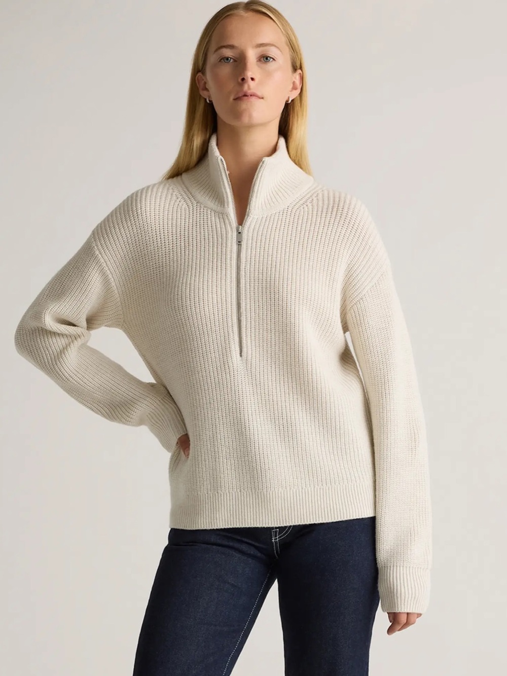 NWT QUINCE Australian 💯 Merino Wool Half Zip Sweater
